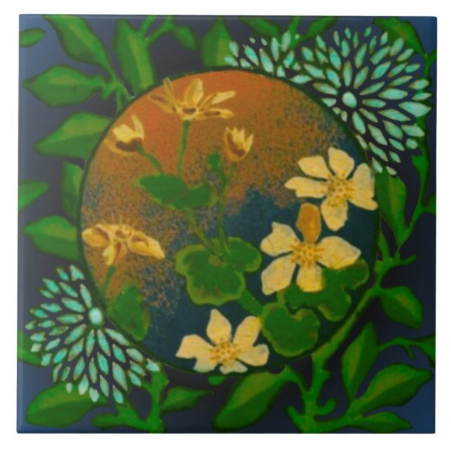 1880s Rare Wedgwood Barbotine Slip Painted Repro Tile (Front)