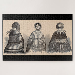 1880s Victorian shawls fashion print Jigsaw Puzzle