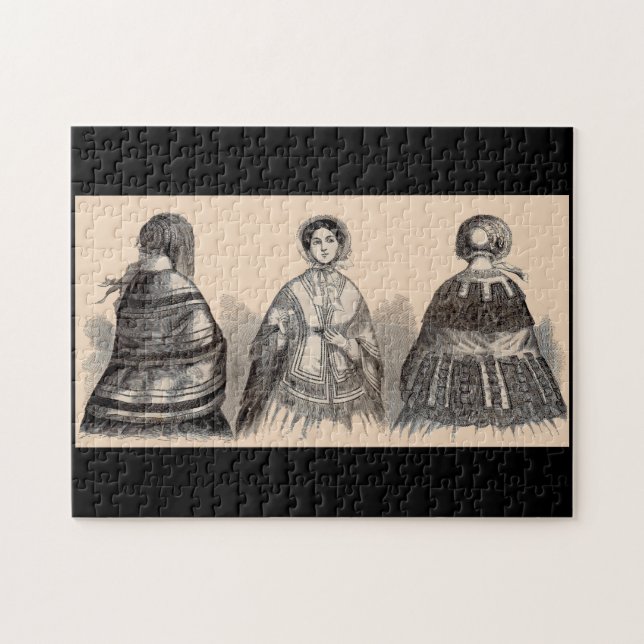 1880s Victorian shawls fashion print Jigsaw Puzzle (Horizontal)