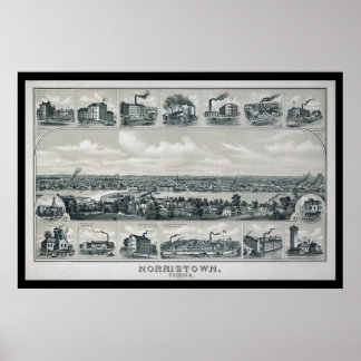 1881 Aerial Map Norristown PA Pennsylvania Poster
