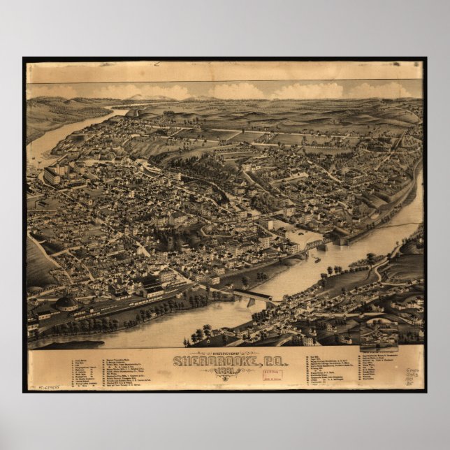 1881 Sherbrooke, Quebec Bird's Eye Panoramic Map Poster (Front)