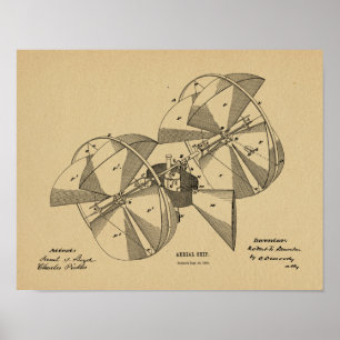 1882 Flying Machine Aeroplane Patent Art Drawing Poster
