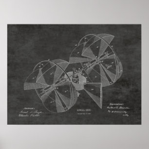 1882 Flying Machine Aeroplane Patent Drawing Print