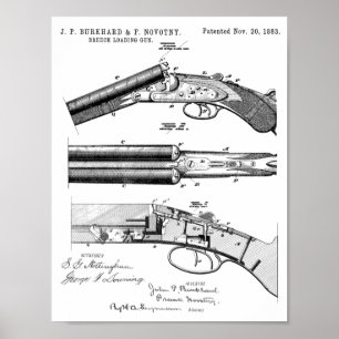 1883 Shotgun Patent Art Drawing Print