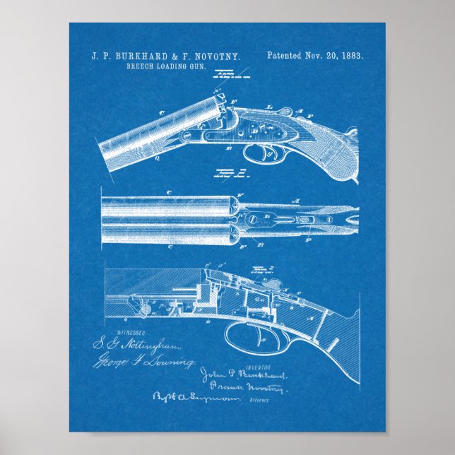 1883 Shotgun Patent Art Drawing Print (Front)