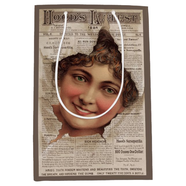 1884 Hood’s Tooth Powder trade card Medium Gift Bag (Front)