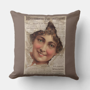 1884 Hood’s Tooth Powder trade card print Cushion