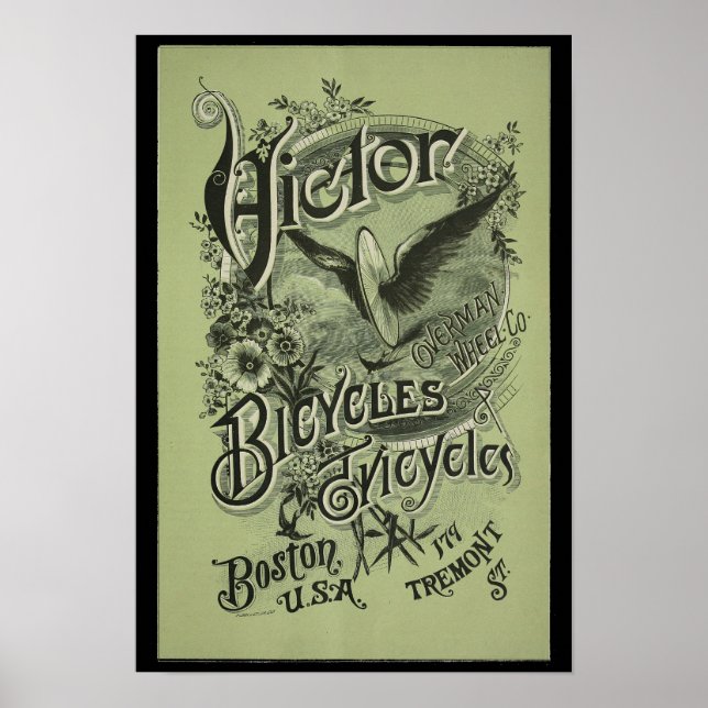 1884 Vintage Victor Bicycles Ad Art Poster (Front)