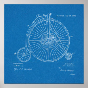 1885 High Wheeler Bicycle Design Patent Art Print