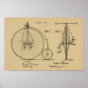 1885 High Wheeler Bicycle Design Patent Art Print
