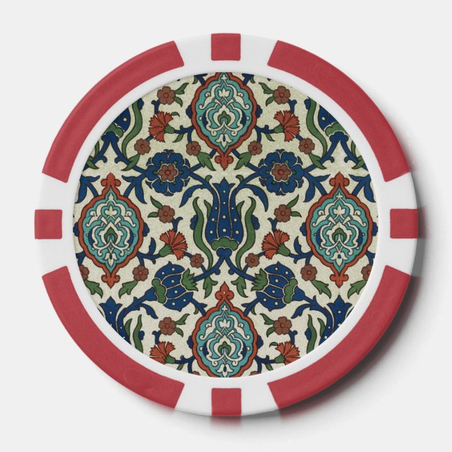 1885 Vintage Arabian Deco Fantasy Floral Poker Chips (Front)