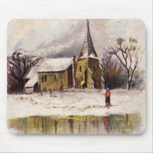 1886: A snowy Victorian winter scene Mouse Mat