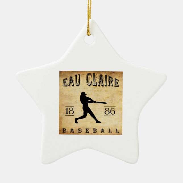 1886 Eau Claire Wisconsin Baseball Ceramic Tree Decoration (Front)