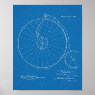 1886 High Wheeler Bicycle Design Patent Art Print