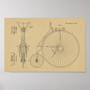 1886 High Wheeler Bicycle Design Patent Art Print