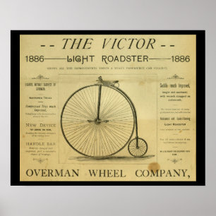 1886 High Wheeler Penny Farthing Ad Art Poster