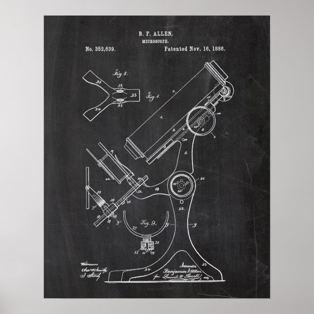 1886 Microscope Patent Poster (Front)