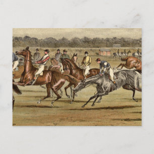 1886 Steeplechase Horse Racing Art Postcard