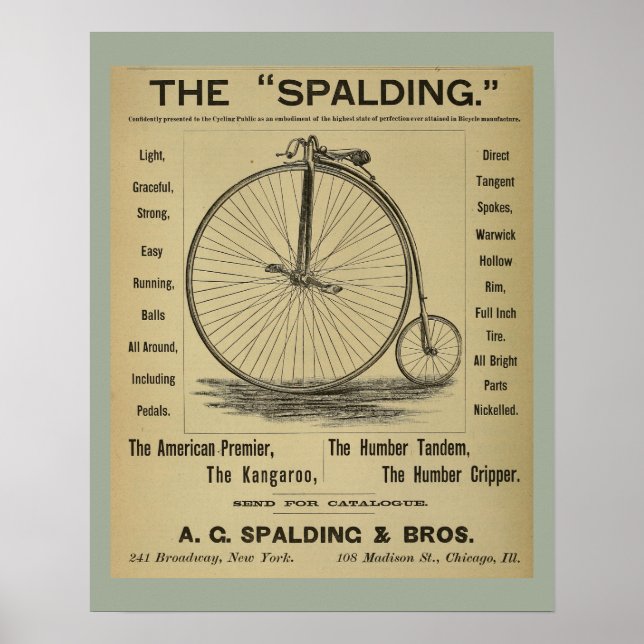 1886 Vintage Bicycle Magazine Ad Art Poster (Front)