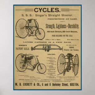 1886 Vintage Bicycle Magazine Ad Art Poster