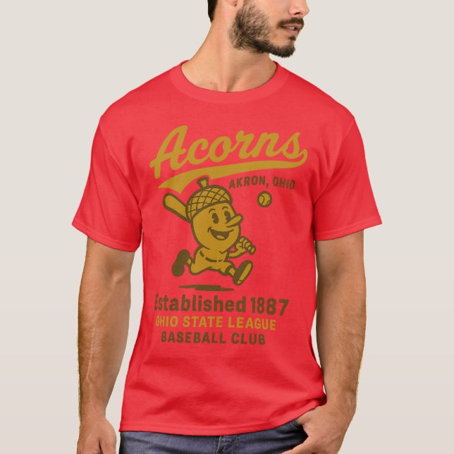 1887 Acorns Baseball Mascot Design T-Shirt (Front)