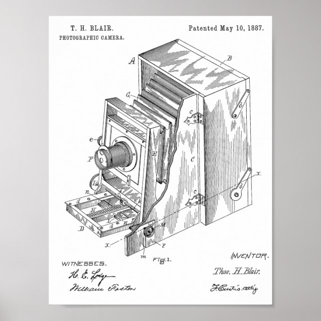 1887 Camera Patent Art Drawing Print (Front)