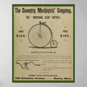1887 Vintage Bicycle Magazine Ad Art Poster
