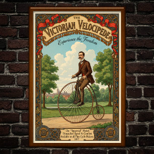 1887 Vintage Victorian Bicycle Advertising Poster