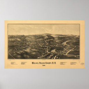 1887 Walden, NY Birds Eye View Panoramic Map Poster
