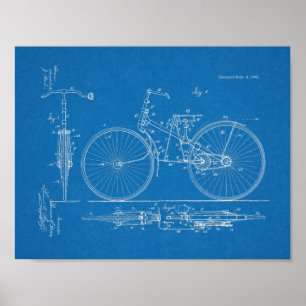 1888 Vintage Bicycle Design Patent Art Print