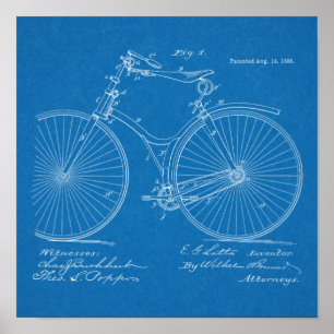 1888 Vintage Bicycle Design Patent Art Print