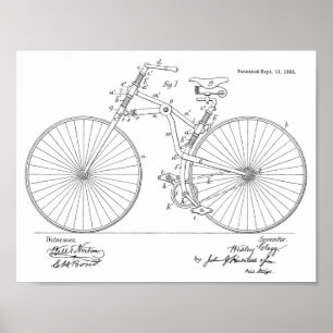 1888 Vintage Bicycle Design Patent Art Print