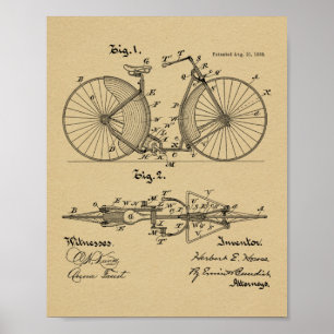 1888 Vintage Bicycle Design Patent Art Print