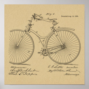 1888 Vintage Bicycle Design Patent Art Print