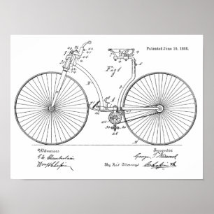 1888 Vintage Bicycle Patent Art Print