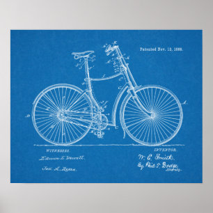 1888 Vintage Bicycle Patent Blueprint Art Print