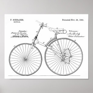 1889 Chainless Bicycle Patent Art Drawing Print