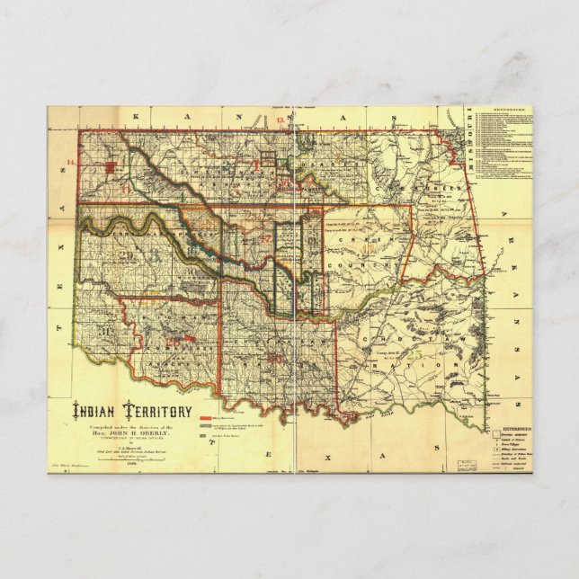 1889 Indian Territory Map Postcard (Front)