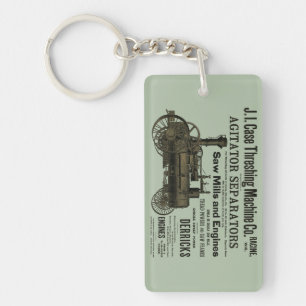 1889 Threshing Machine Steam Engine Farm Farming Key Ring