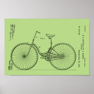 1889 Vintage Bicycle Patent Print