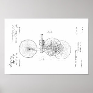 1889 Vintage Steam Tricycle Patent Art Print