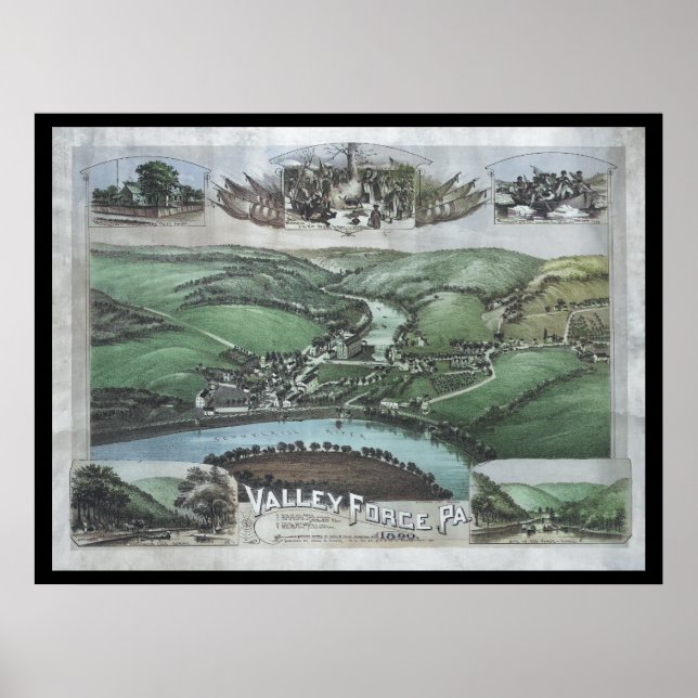 1890 Aerial Map Valley Forge PA Pennsylvania Poste Poster (Front)