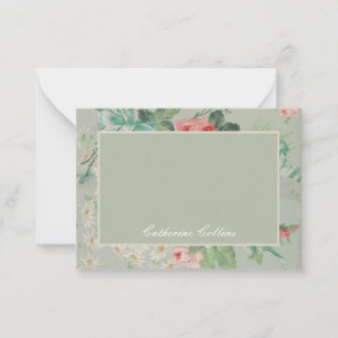 1890 British Vintage Fabric Roses & Daisies  Card