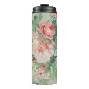 1890 British Vintage Fabric Roses & Daisies Thermal Tumbler