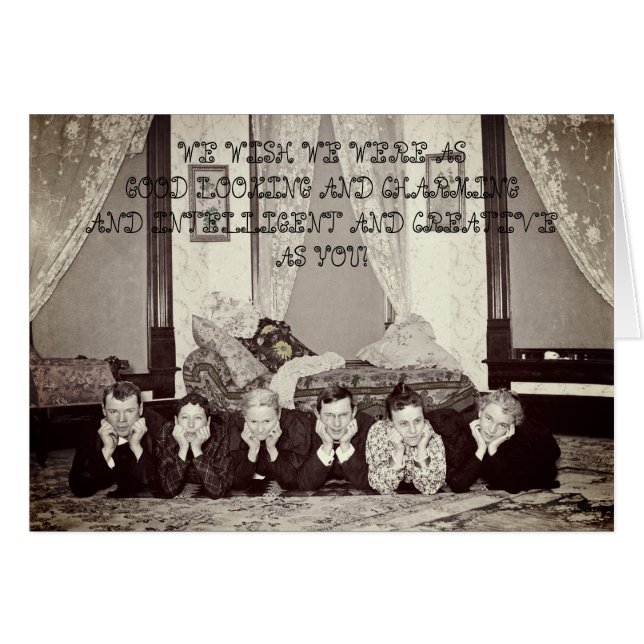 1890 FUNNY COMPLIMENTS ANTIQUE  EDWARDIAN PHOTO (Front Horizontal)