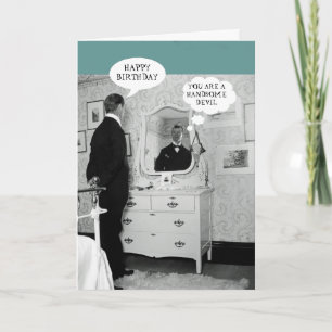 1890 MAN MIRROR REFLECTION FUNNY SPEECH BUBBLE CARD