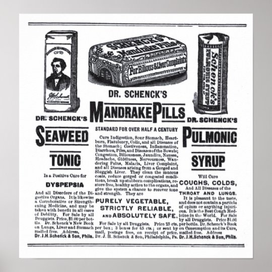 1890 medicines newspaper ad poster | Zazzle.co.uk