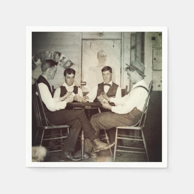 1890 Poker Game Men Gambling Cards Man Cave Photo Napkin (Front)