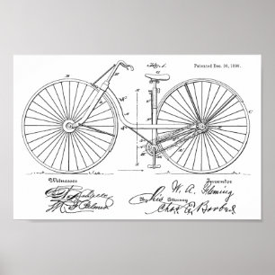 1890 Vintage Bicycle Design Patent Art Print