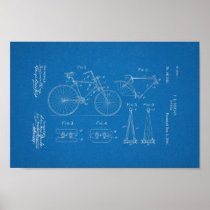 1890 Vintage Bicycle Patent Print Blueprint
